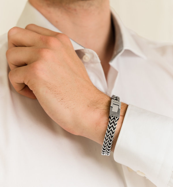 Gegraveerde sieraden Roestvrijstalen Schakelarmband met Vingerafdruk en Naam | RVS