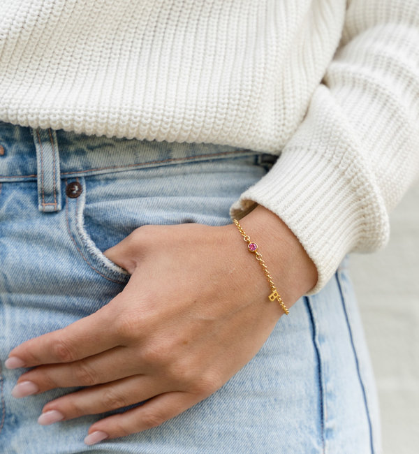 KAYA sieraden Armband met Geboortesteen en Letter