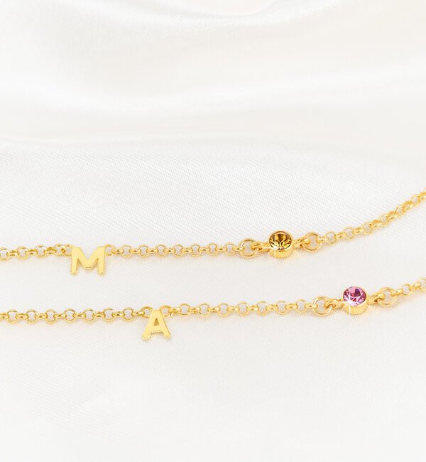 KAYA sieraden Armband met Geboortesteen en Letter