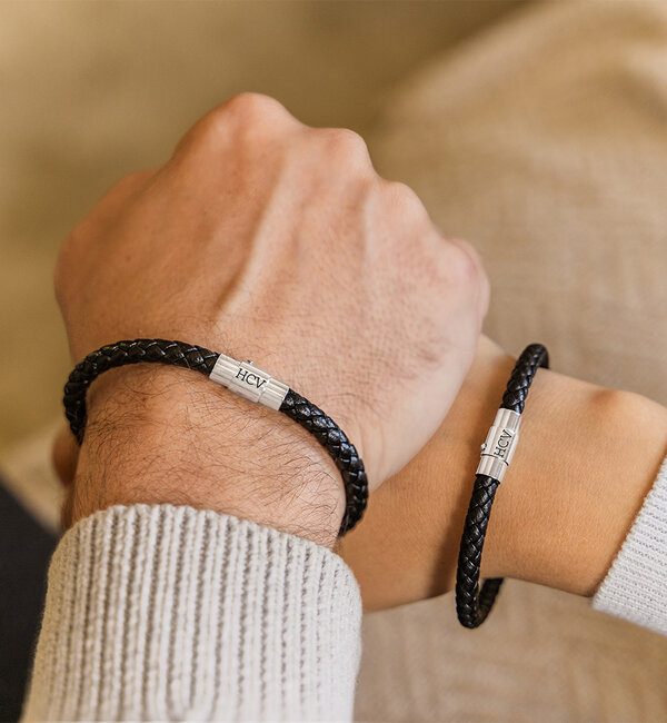 KAYA sieraden Armband van Leer met Initialen