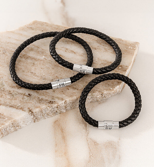 KAYA sieraden Armband van Leer met Initialen