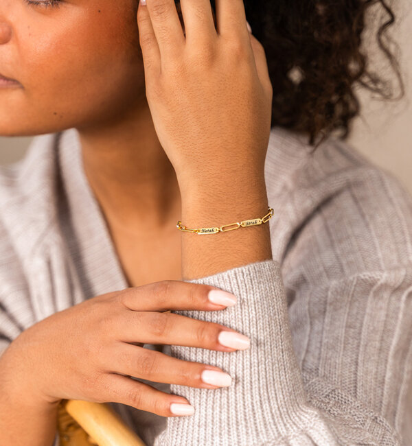 KAYA sieraden Gepersonaliseerde Schakelarmband met 2 Namen 'Closed Forever'