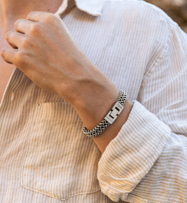 KAYA sieraden Heren Armband met Gravure Schakel I Stainless Steel
