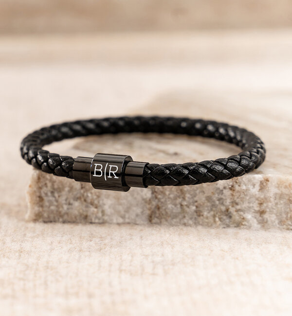 KAYA sieraden Leren Herenarmband met Initialen