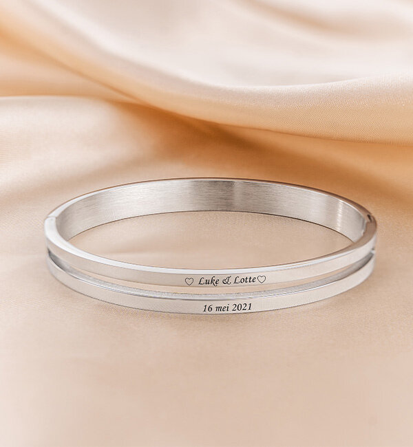 KAYA sieraden Slavenarmband met Dubbele Gravure 'Personal'