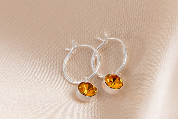 Creolen sterling zilver met geboortesteen