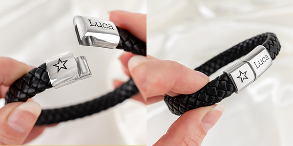 sluiting van grove lederen herenarmband