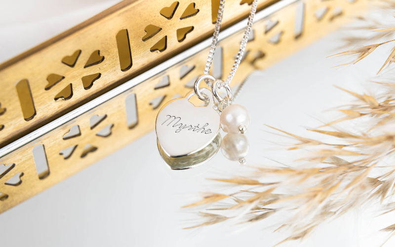 Tiffany hartje met parel zilver