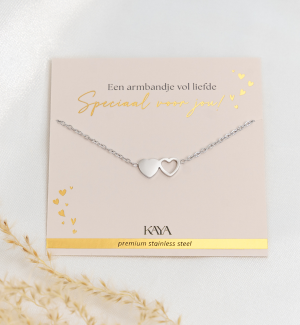 KAYA sieraden Armband Dames Two Hearts | Stainless Steel