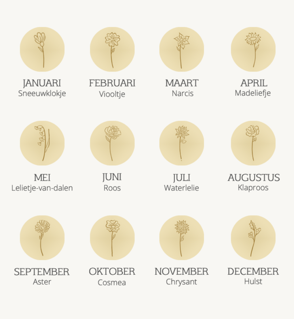 KAYA sieraden Armband met Geboortebloem Boeket 'Elegant Disc'