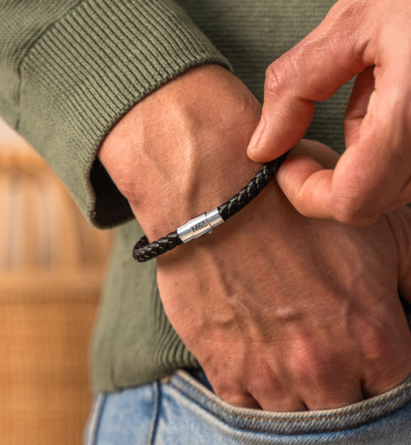 KAYA sieraden Armband van Leer met Initialen