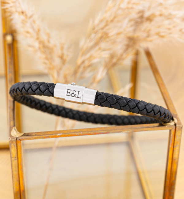 KAYA sieraden Armband van Leer met Initialen