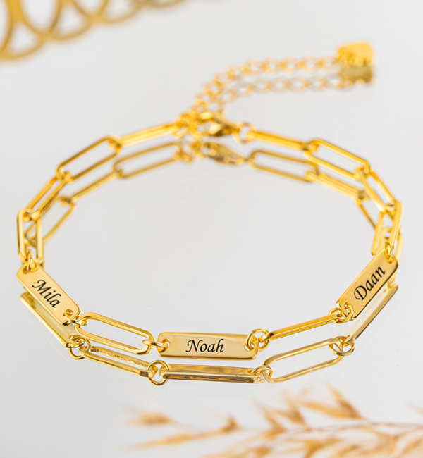 KAYA sieraden Gepersonaliseerde Schakelarmband met Naam 'Closed Forever' | Kies je namen