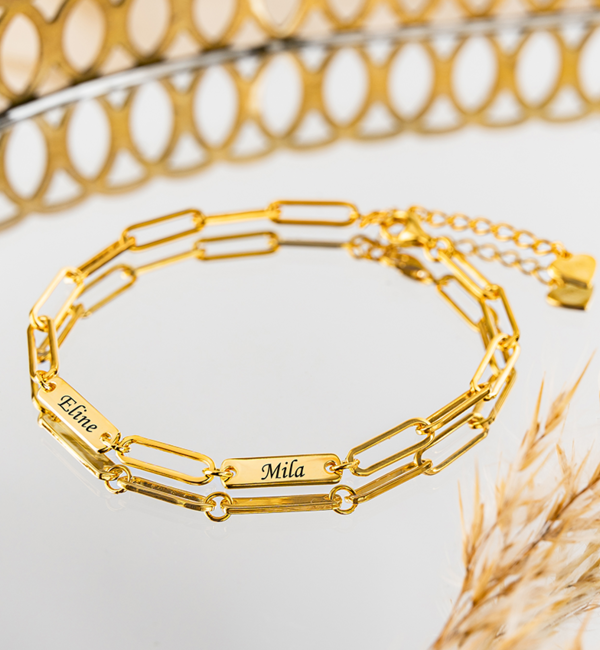 KAYA sieraden Gepersonaliseerde Schakelarmband met 2 Namen 'Closed Forever'