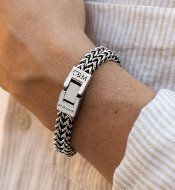 KAYA sieraden Heren Armband met Gravure Schakel I Stainless Steel