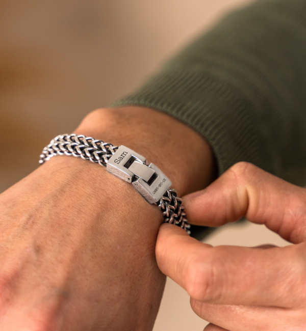 KAYA sieraden Heren Armband met Gravure Schakel I Stainless Steel