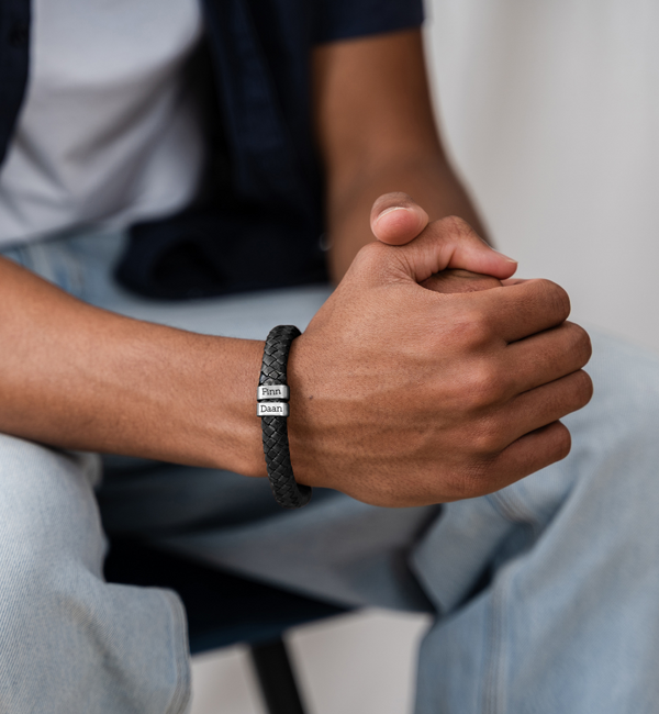 KAYA sieraden Herenarmband Leer Rock My World | Kies je Bedels