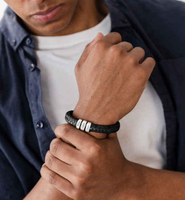 KAYA sieraden Herenarmband Leer Rock My World | Kies je Bedels