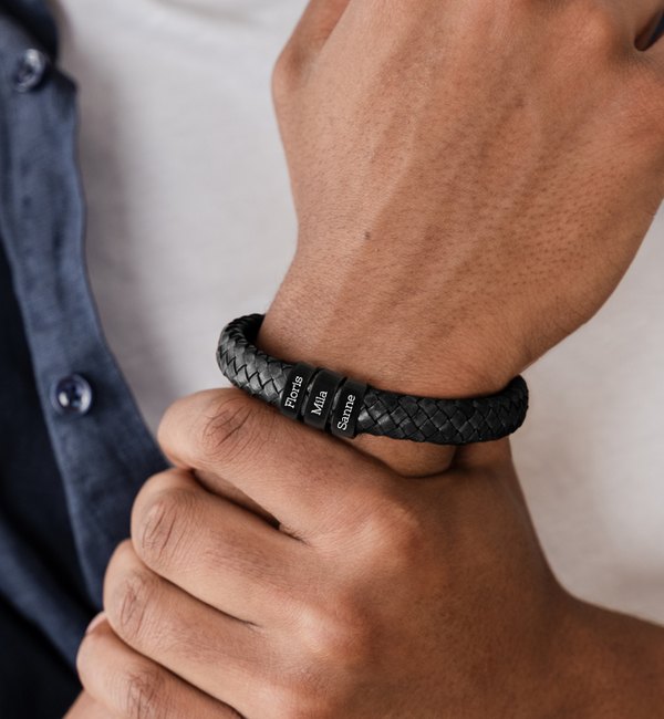 KAYA sieraden Herenarmband Leer Rock My World | Kies je Bedels