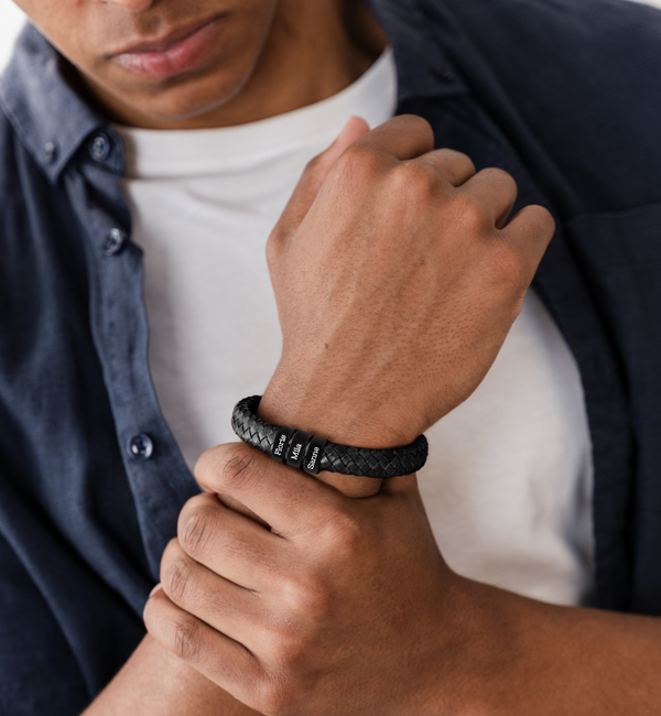 KAYA sieraden Herenarmband Leer Rock My World | Kies je Bedels