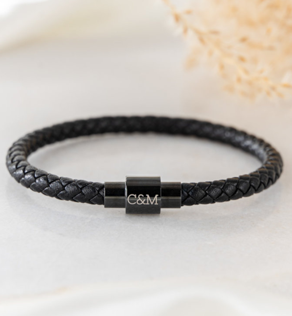 KAYA sieraden Leren Herenarmband met Initialen