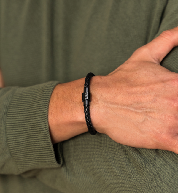 KAYA sieraden Leren Herenarmband met Initialen