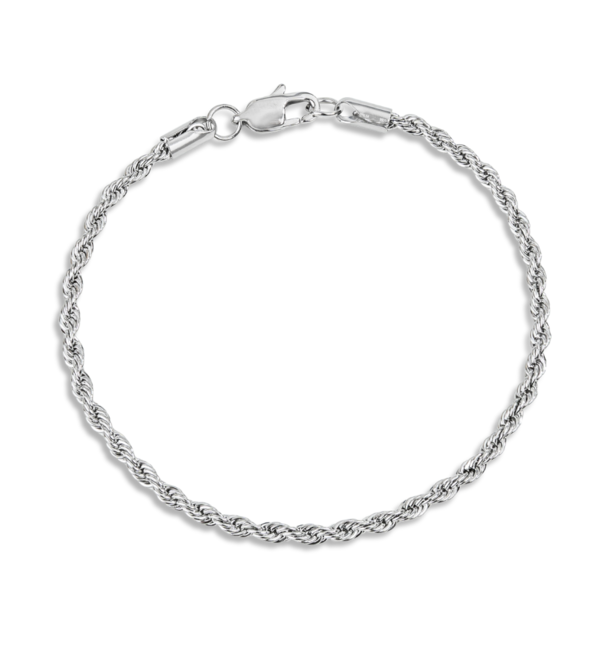 KAYA sieraden Stalen Herenarmband Rope Zilver I 3 mm