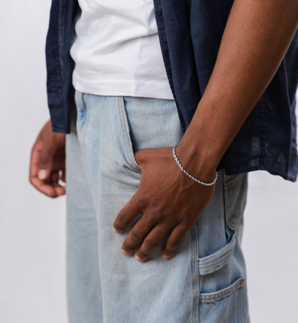 KAYA sieraden Stalen Herenarmband Rope Zilver I 3 mm