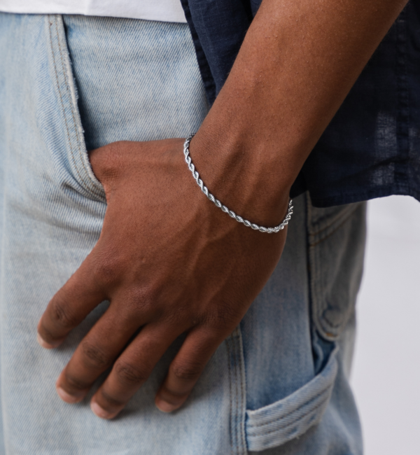 KAYA sieraden Stalen Herenarmband Rope Zilver I 3 mm